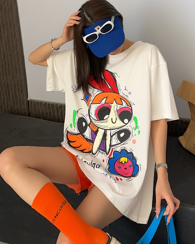 【Tops】ゆったり半袖プリントＴシャツ　Z6847