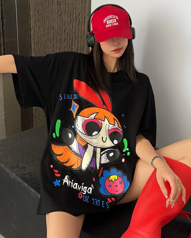 【Tops】ゆったり半袖プリントＴシャツ　Z6847